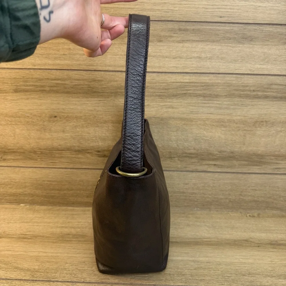 Vilenca Holland Leather Shoulder Bag‎ Chocolate Brown Studded Slouchy Hobo EUC